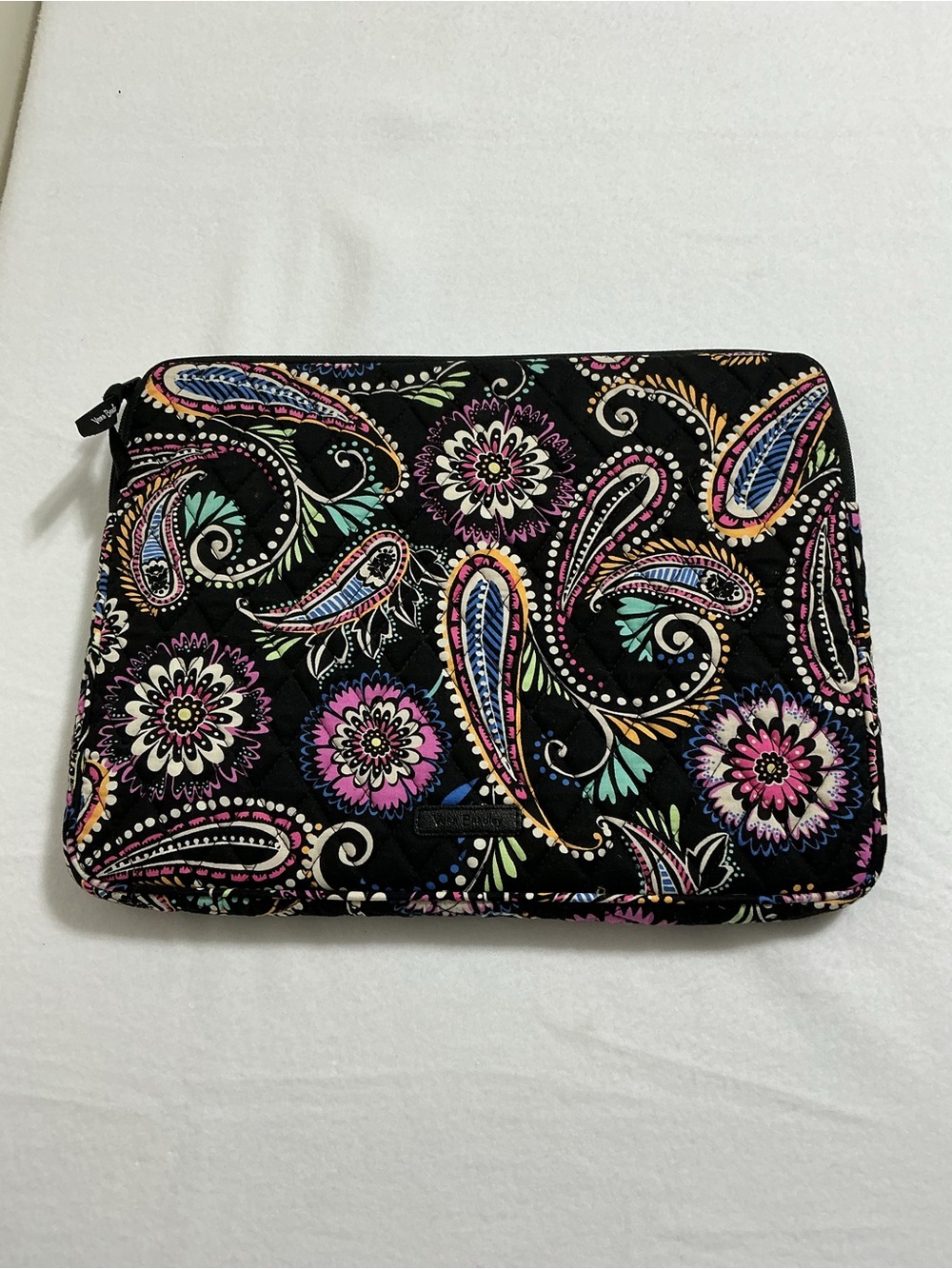 Vera Bradley Black Multicolor Paisley Quilted Laptop Sleeve Case